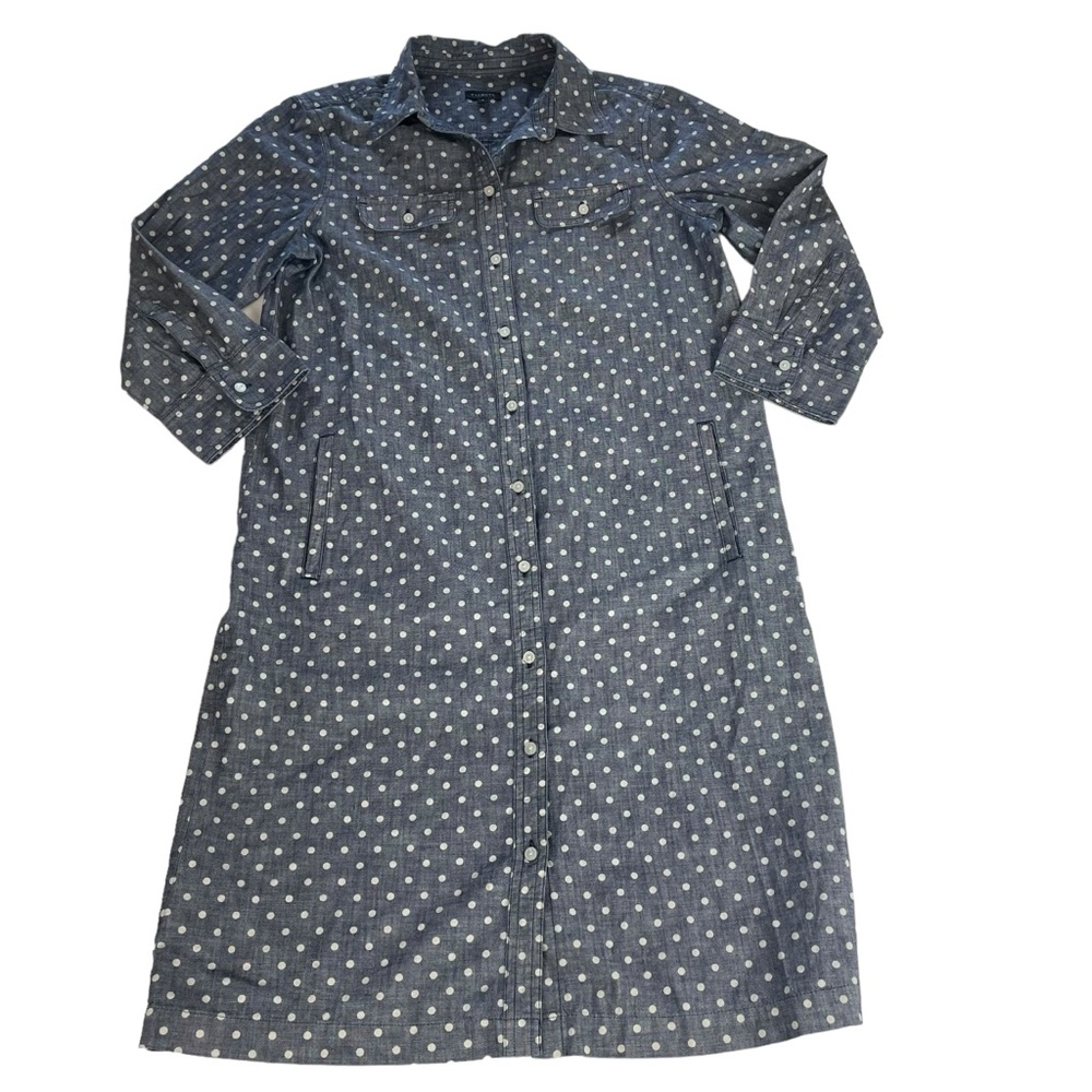 Talbots Polka Dot Chambray Button Down Shirt Dres… - image 6